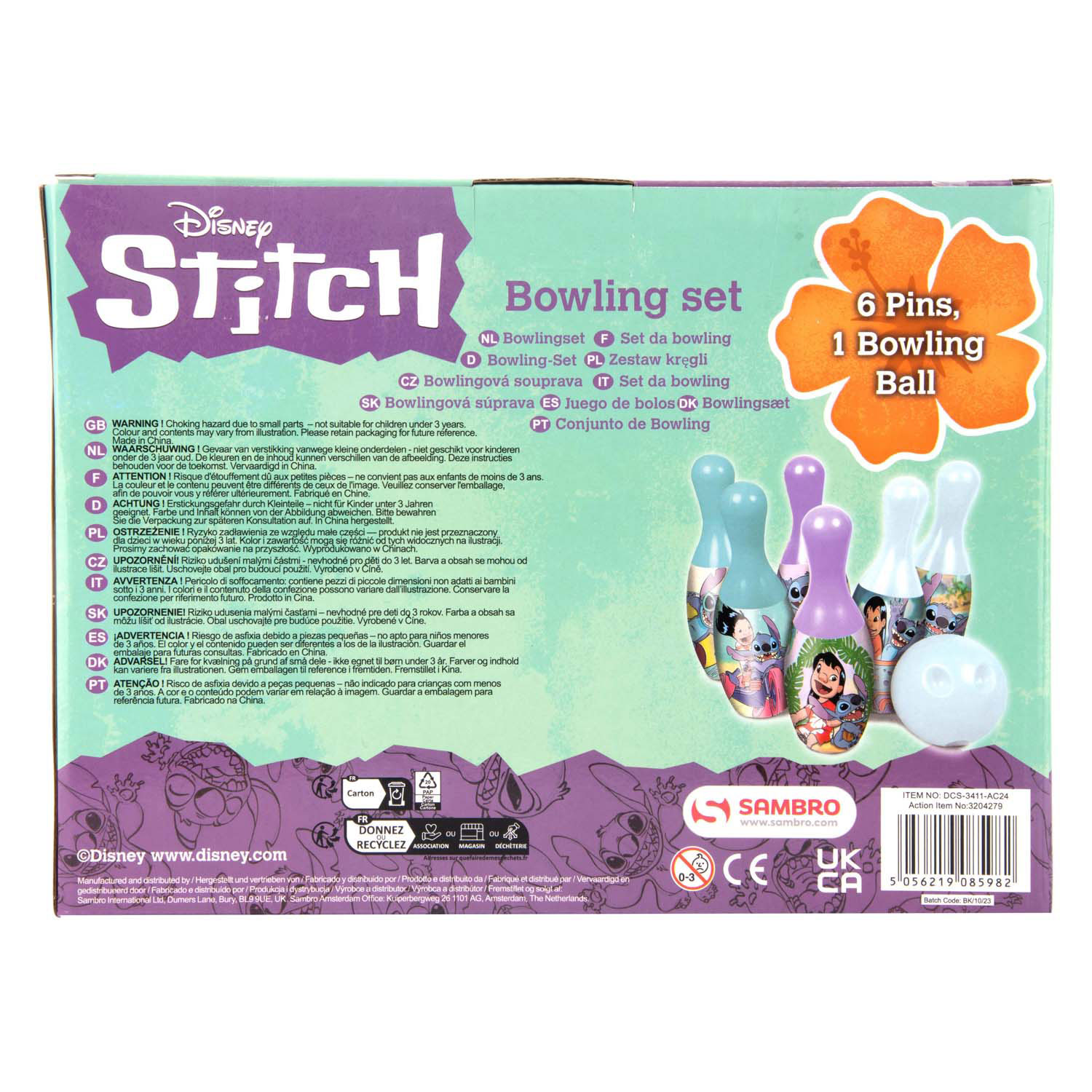 Stitch Bowling-Set, 7-teilig.