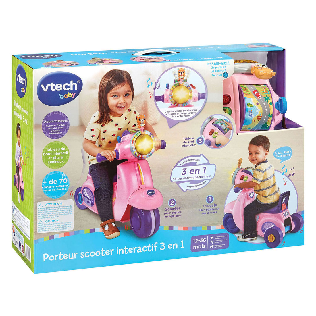 Trottinette d'équilibre 2 en 1 VTech Baby - Rose