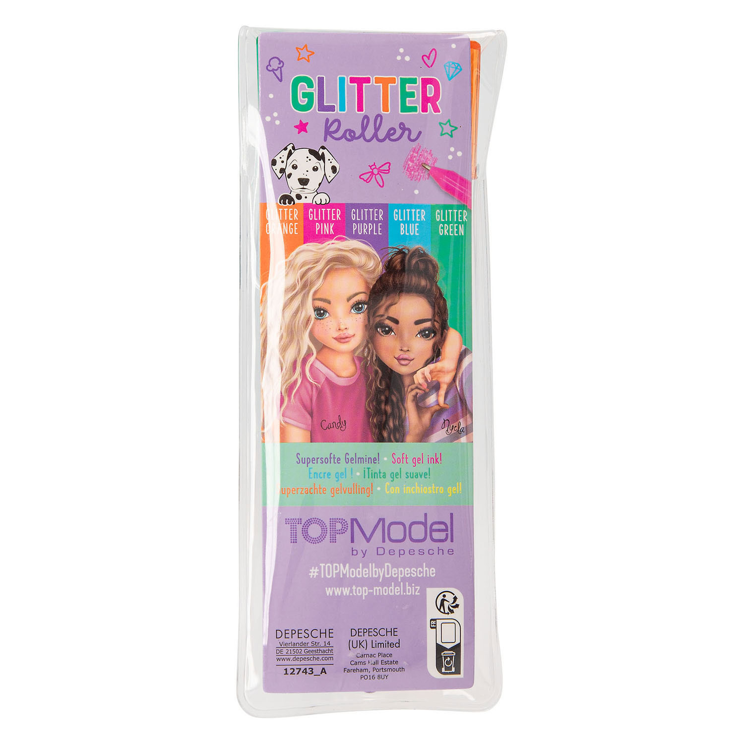 TOPModel Glitter Gelpennen Roller, 4st.