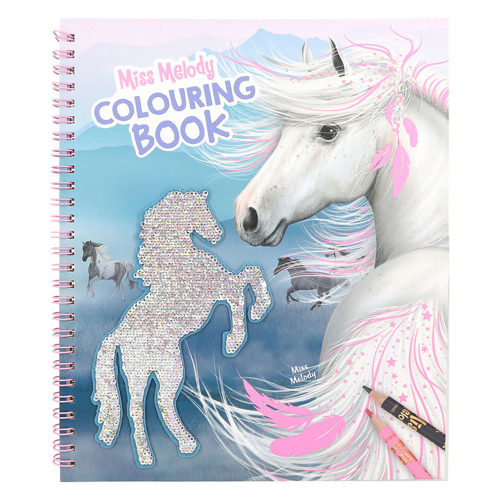 Livre de coloriage Miss Melody avec paillettes