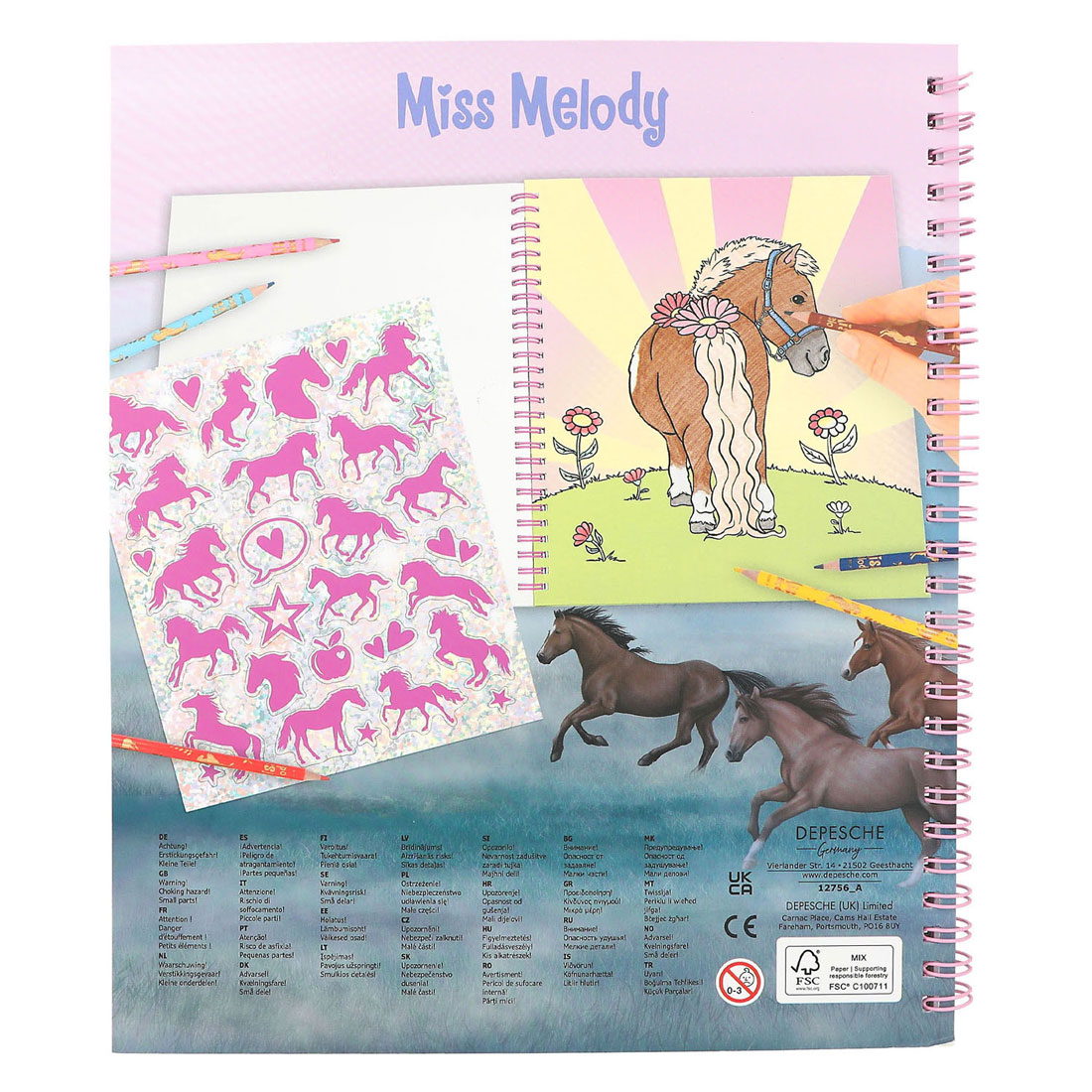 Livre de coloriage Miss Melody avec paillettes