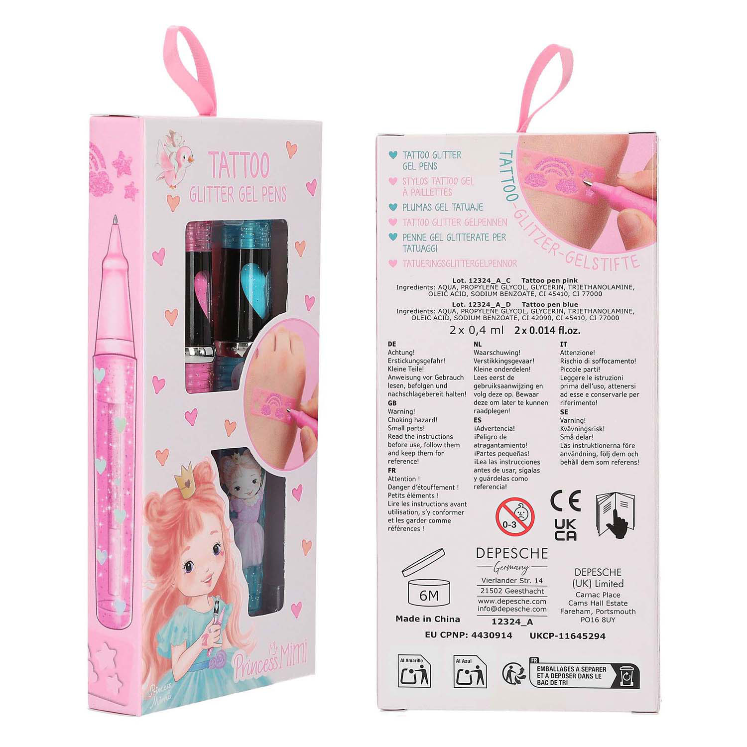 Princess Mimi Tattoo Glitzer-Gelstifte