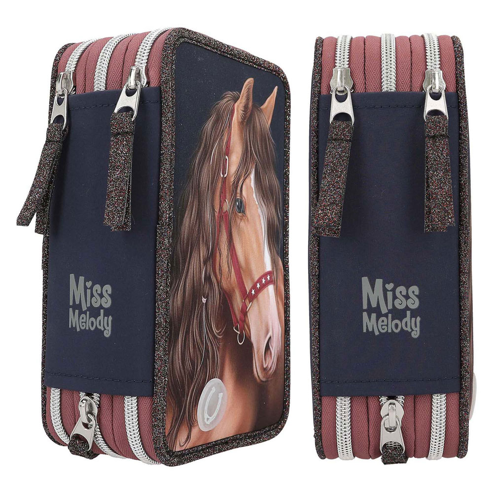 Miss Melody 3-vaks Etui LEDglitter Horse