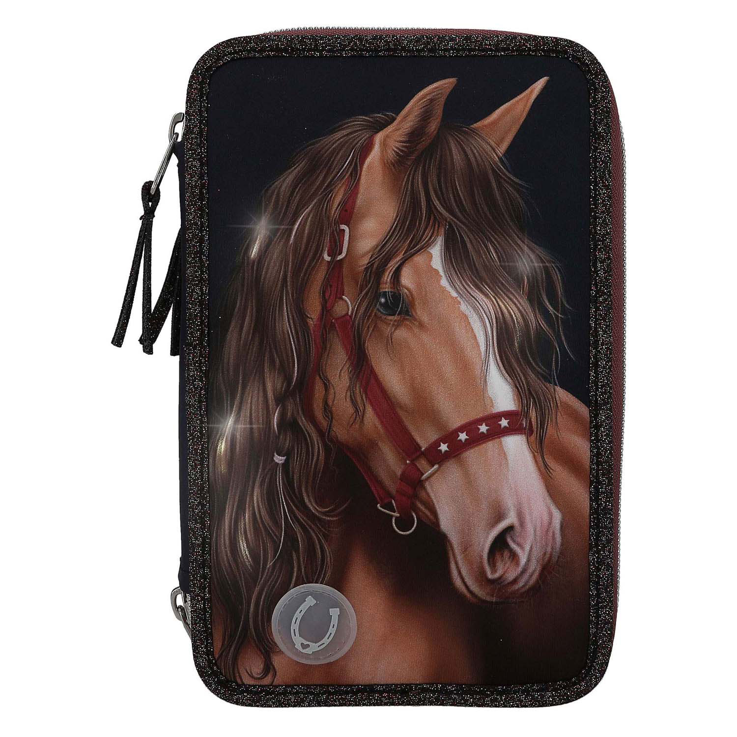 Miss Melody 3-vaks Etui LEDglitter Horse