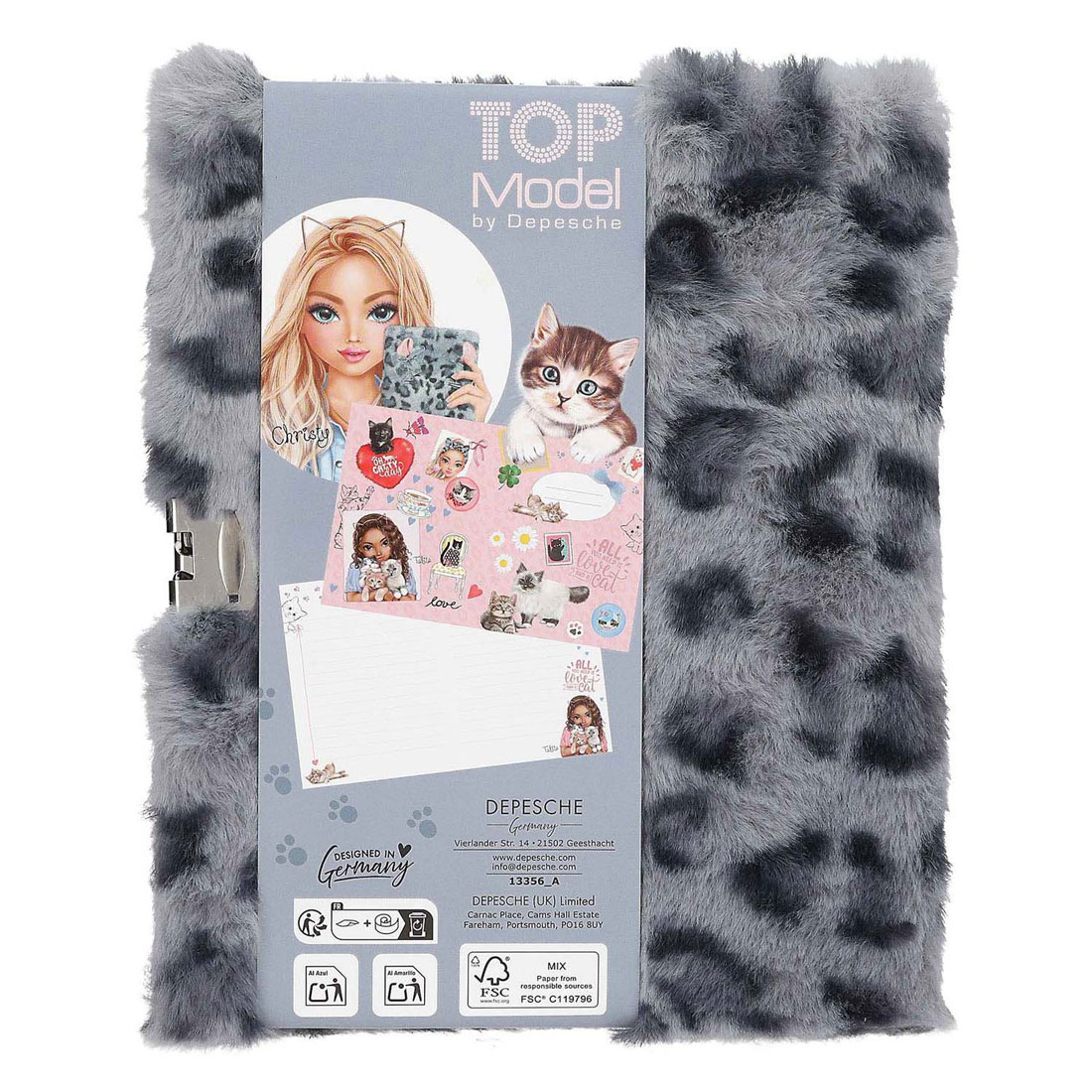 TOPModel Dagboek met Slot Cosy Cat Grijs