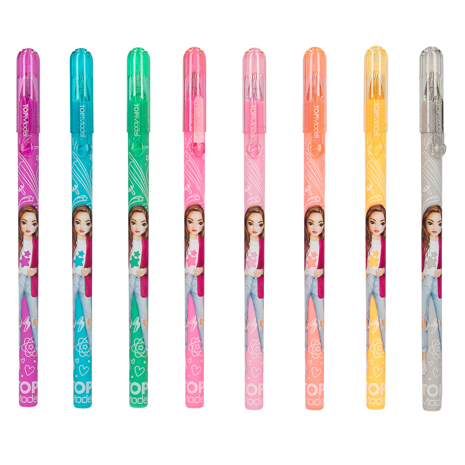 Stylos gel à paillettes arc-en-ciel TOPModel