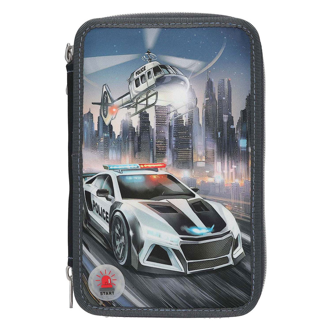 Trousse à crayons remplie à 3 compartiments Monster Cars Voiture de police