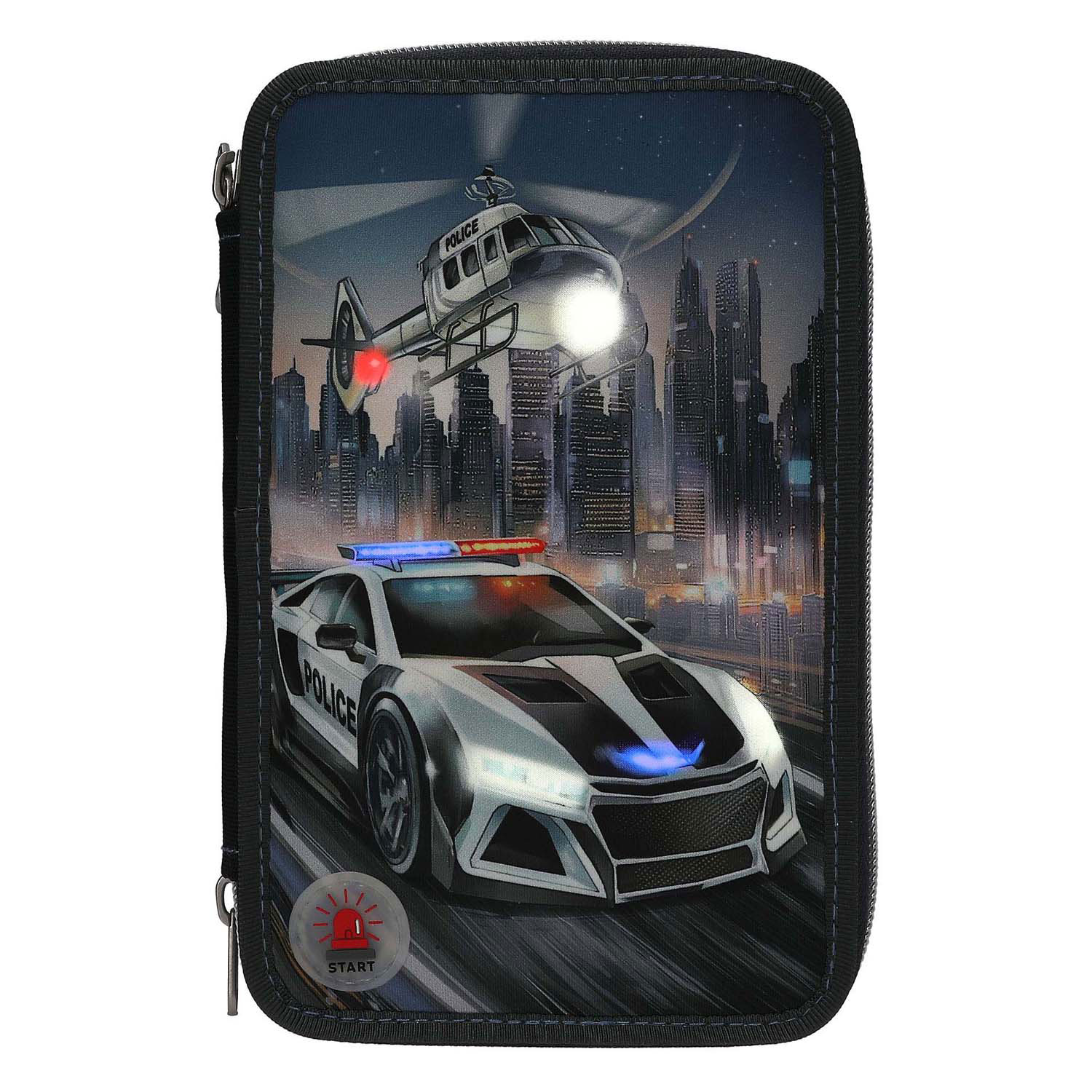 Trousse à crayons remplie à 3 compartiments Monster Cars Voiture de police