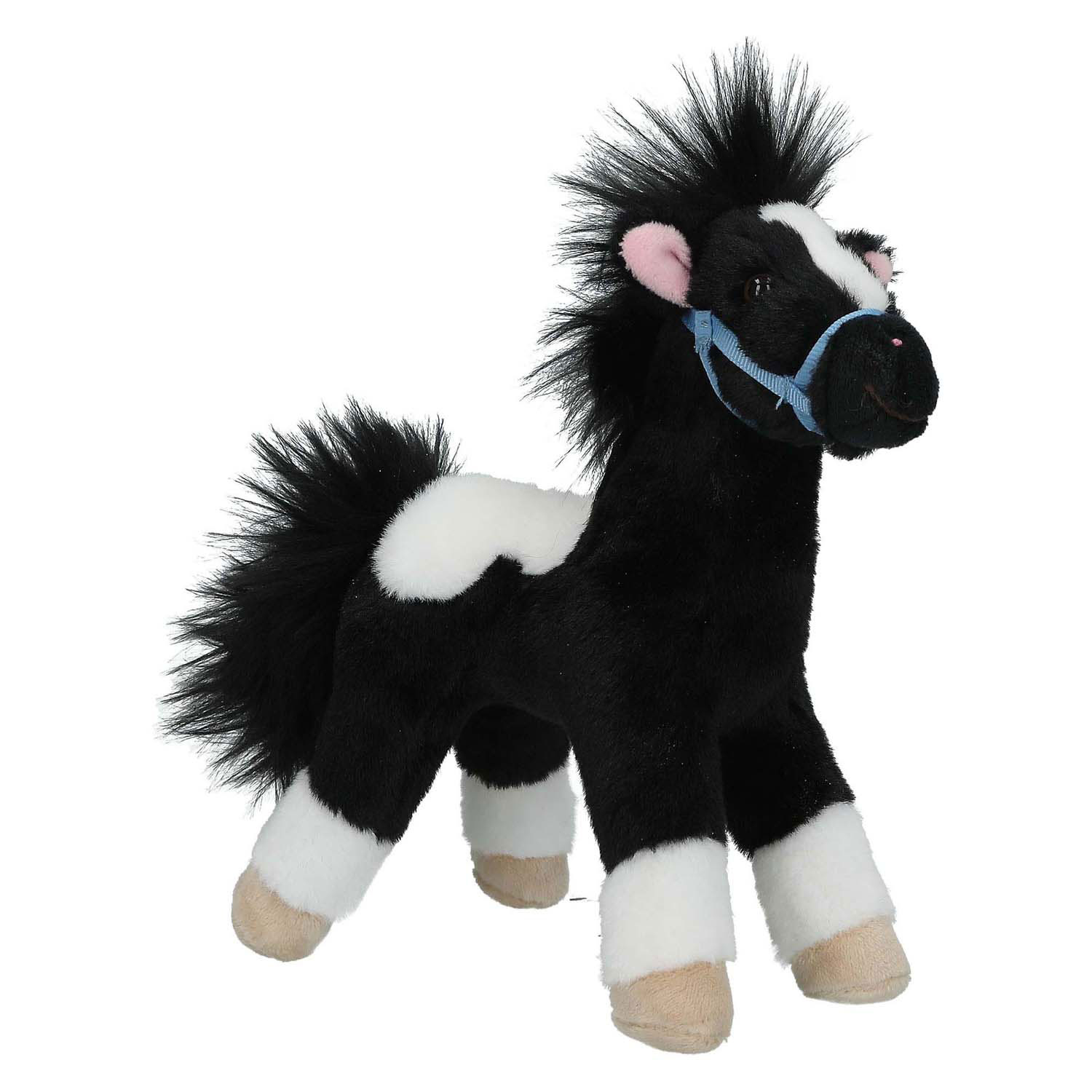 Cheval en peluche Miss Melody noir et blanc, 18 cm