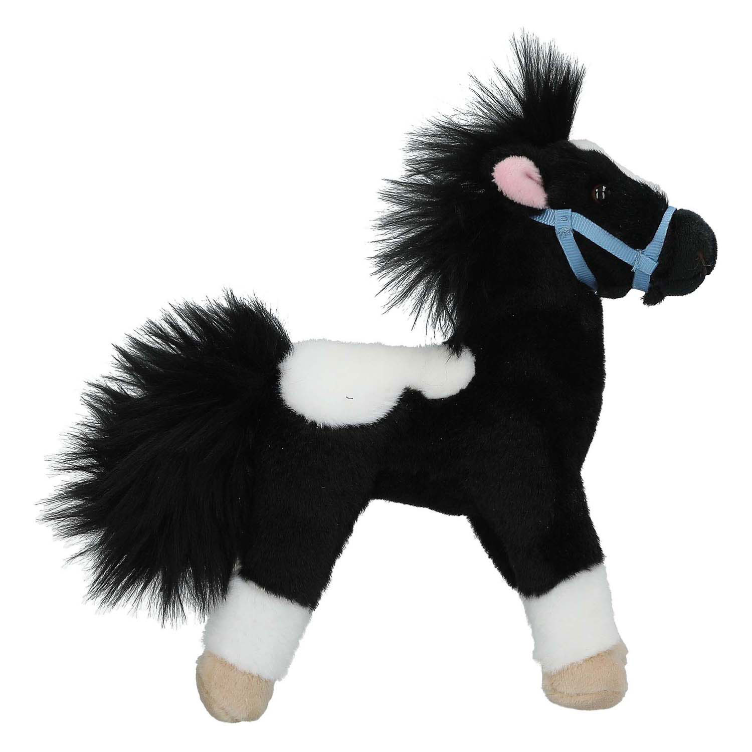 Cheval en peluche Miss Melody noir et blanc, 18 cm