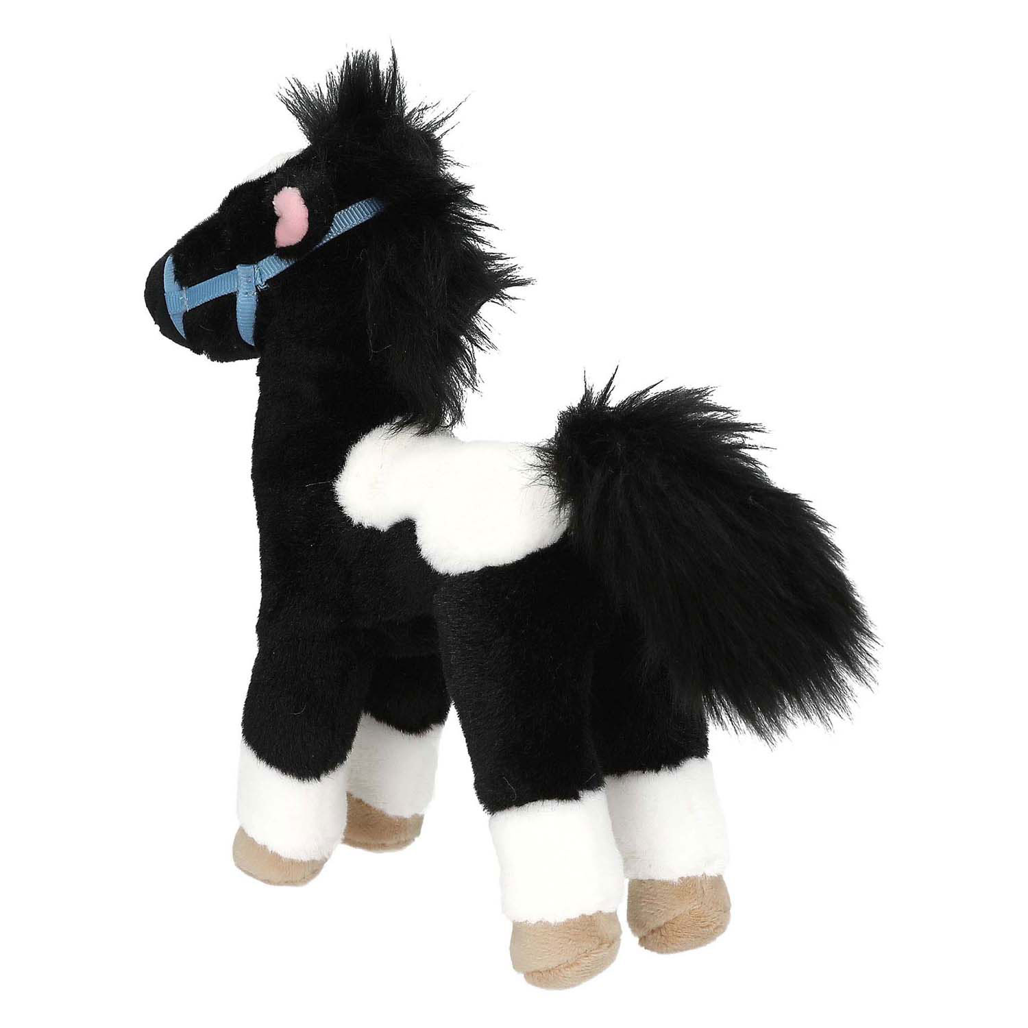 Cheval en peluche Miss Melody noir et blanc, 18 cm