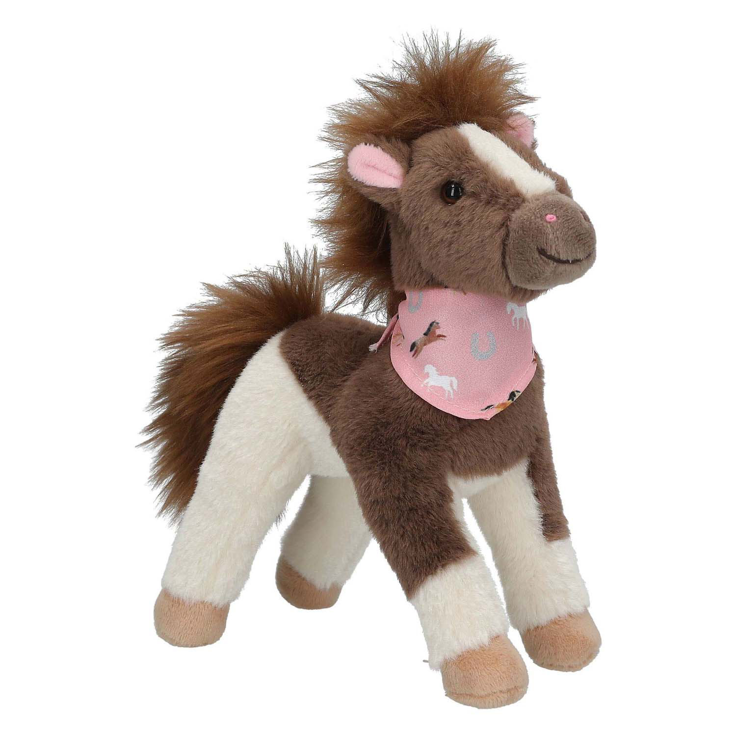 Cheval en peluche Miss Melody Marron Blanc, 18cm