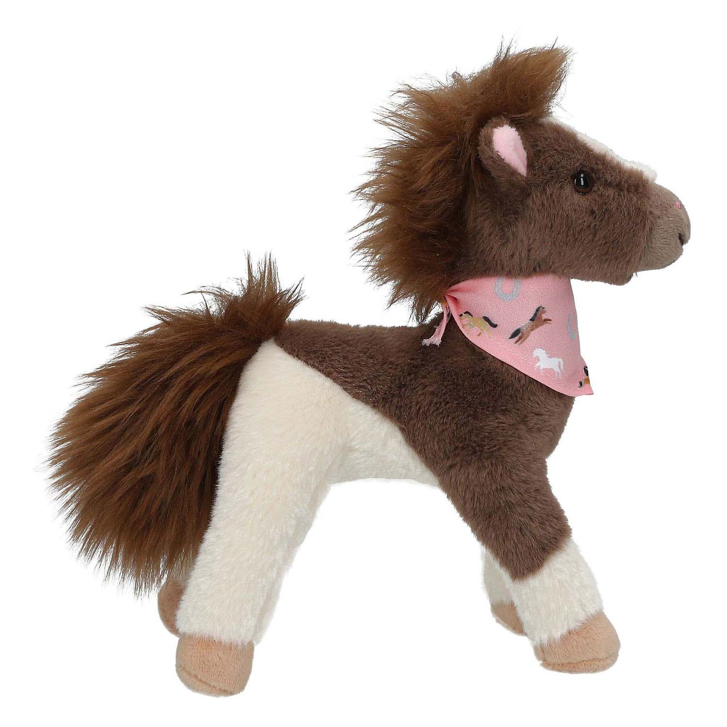 Cheval en peluche Miss Melody Marron Blanc, 18cm