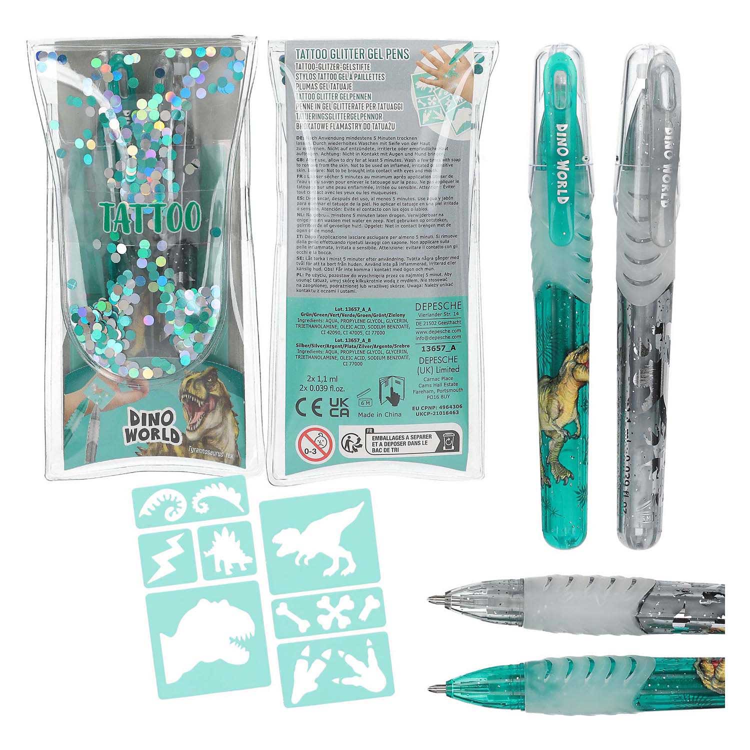 Dino World Tattoo Glitzer-Gelstifte Dino World Tattoo Glitzer-Gelstifte