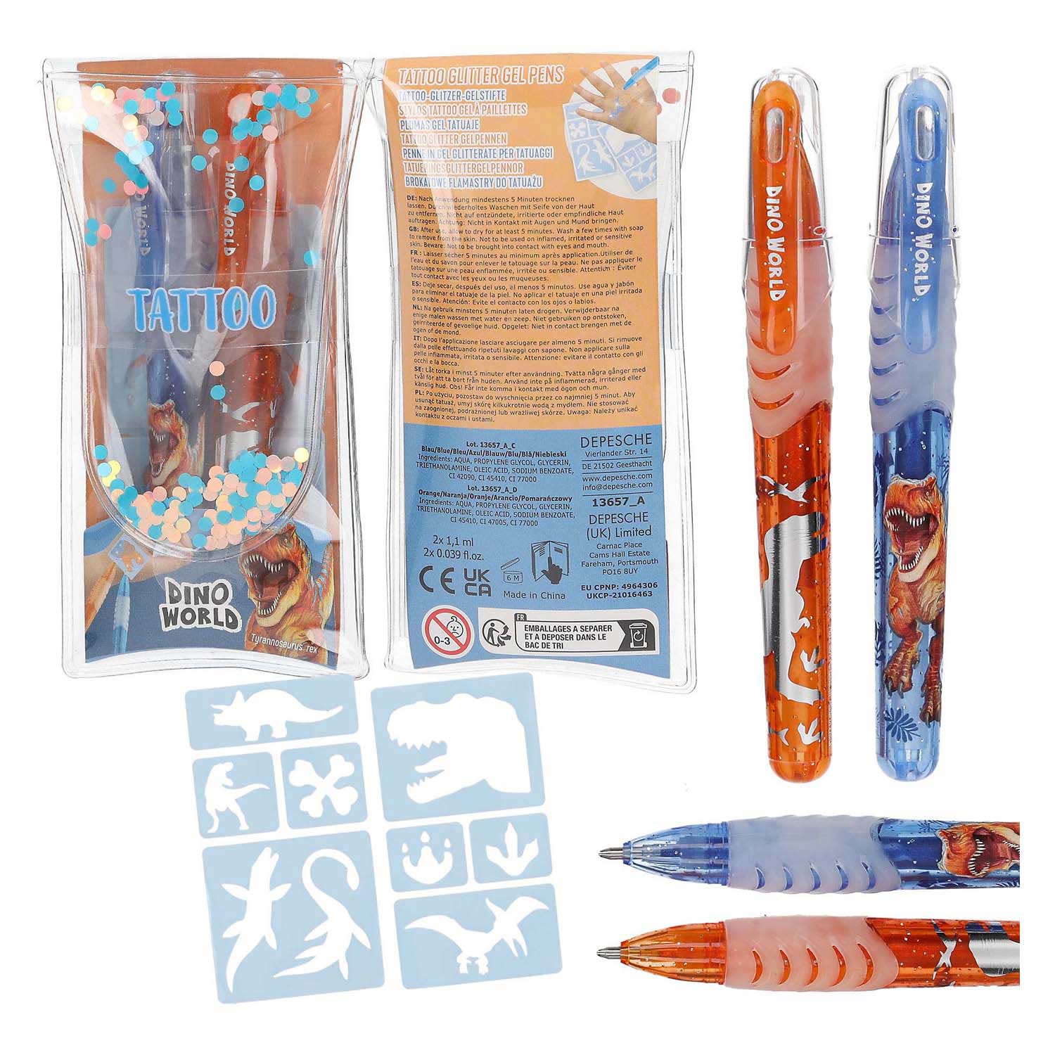 Dino World Tattoo Glitzer-Gelstifte Dino World Tattoo Glitzer-Gelstifte