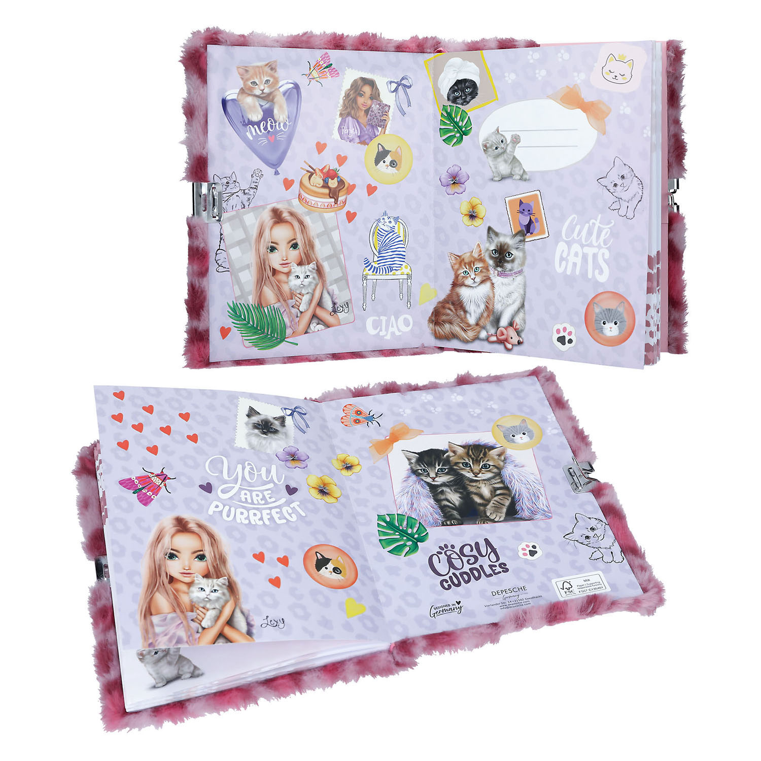 TOPModel Cosy Cat Dagboek met Slot