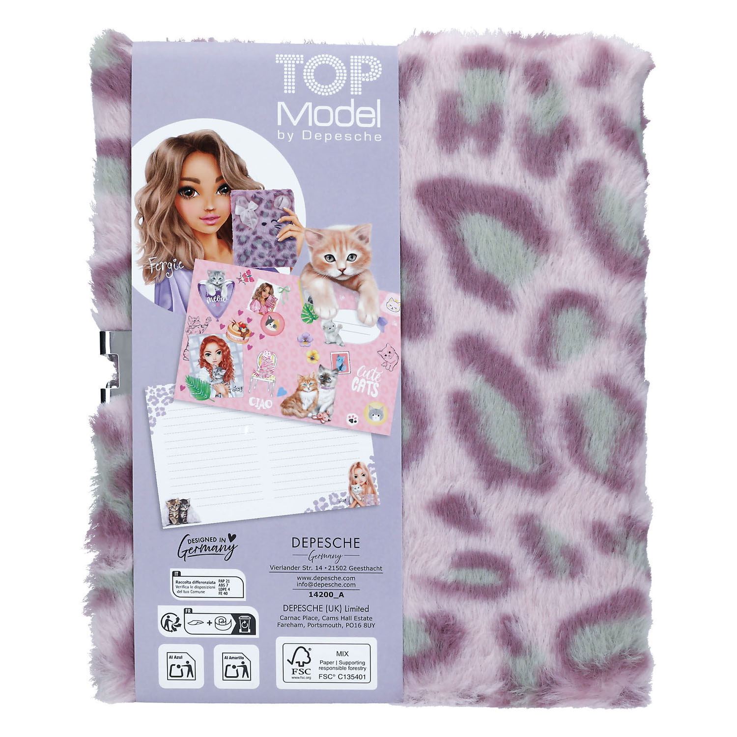 TOPModel Cosy Cat Dagboek met Slot Lila