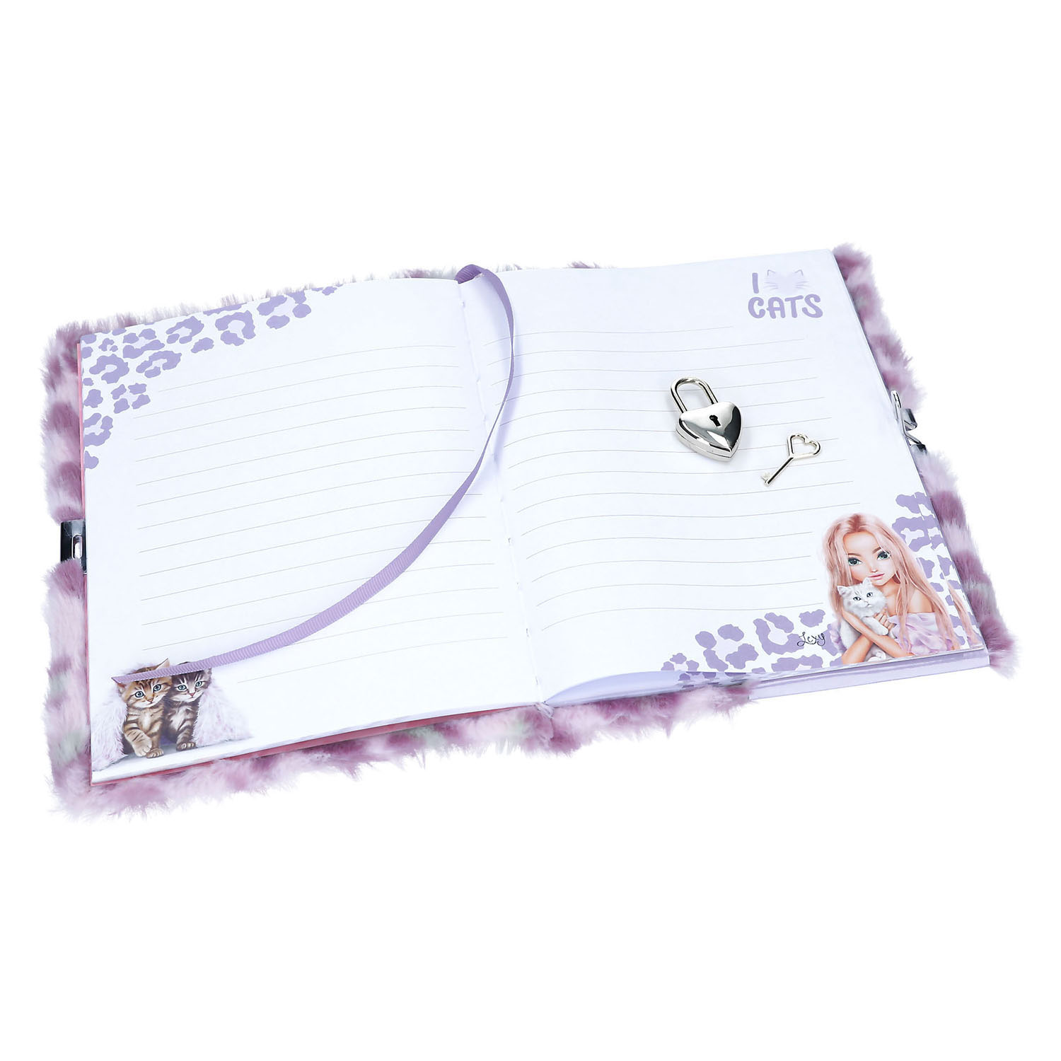 TOPModel Cosy Cat Dagboek met Slot Lila
