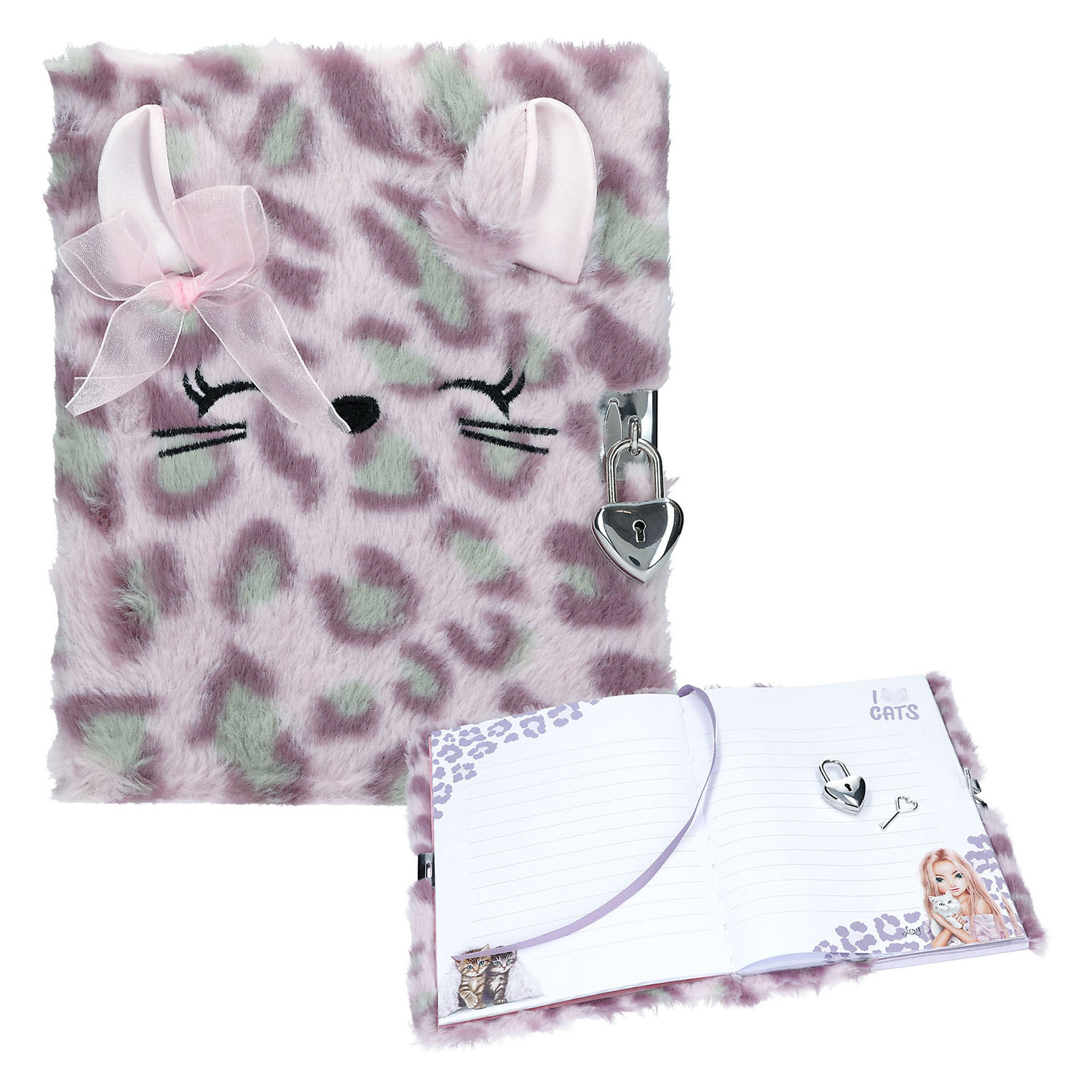 TOPModel Cosy Cat Dagboek met Slot Lila
