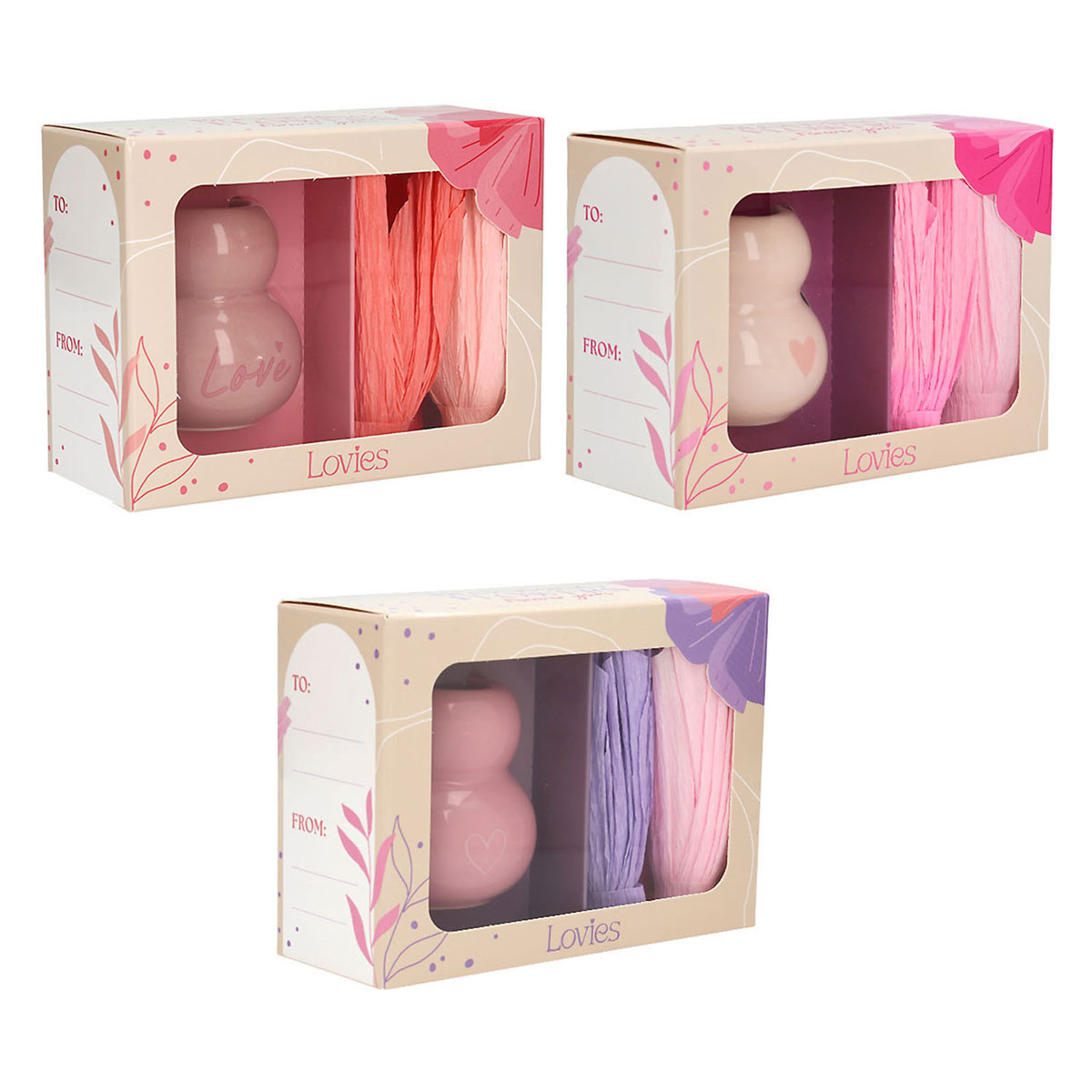 LOVIES Vaas met Bloemen Set