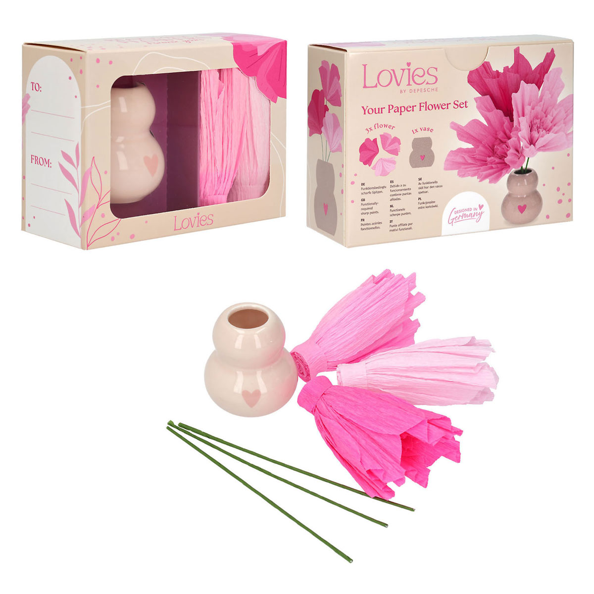 LOVIES Vaas met Bloemen Set
