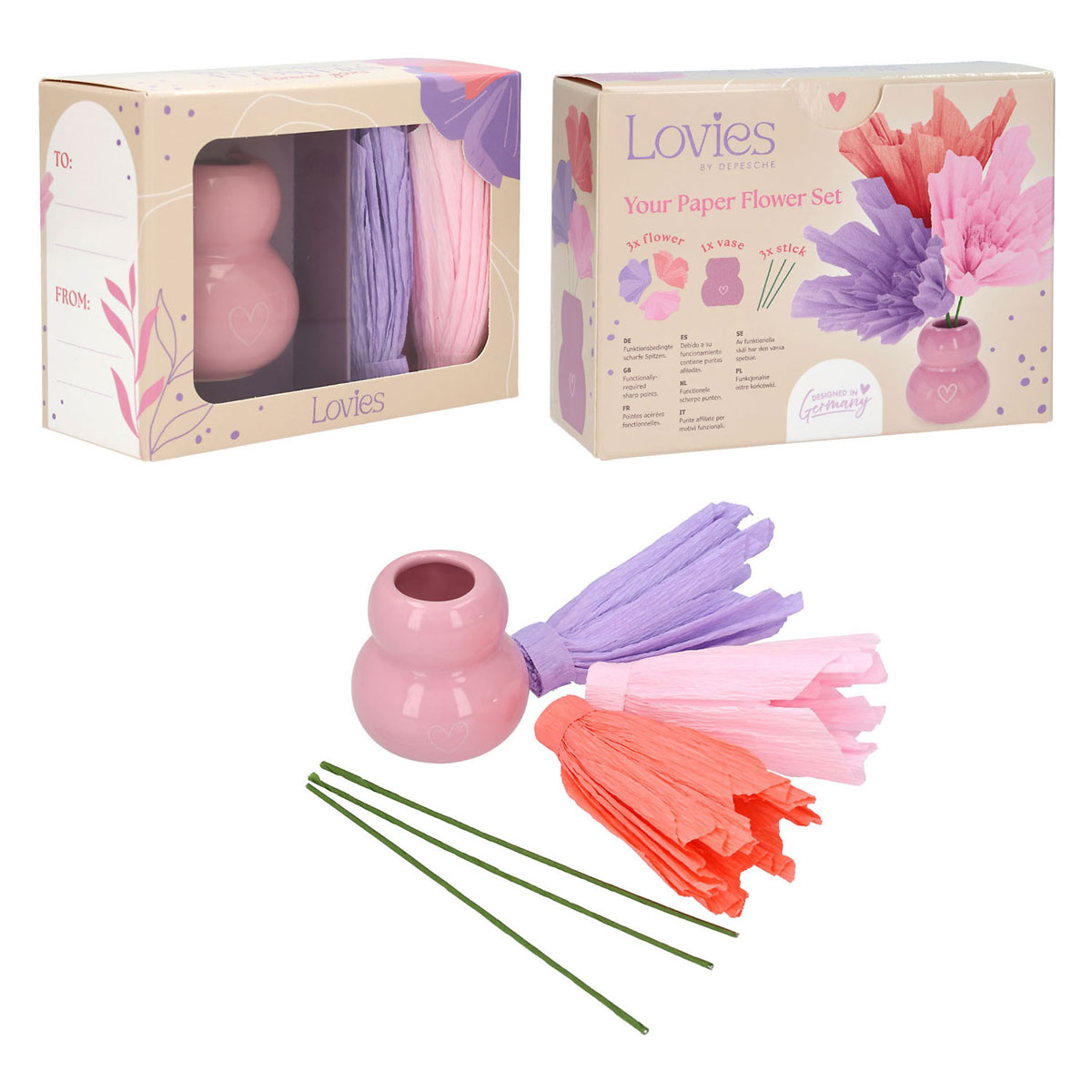 LOVIES Vaas met Bloemen Set