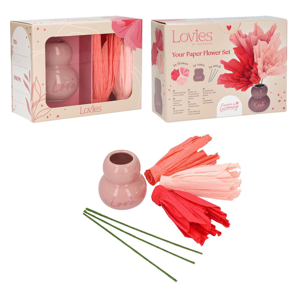 LOVIES Vaas met Bloemen Set
