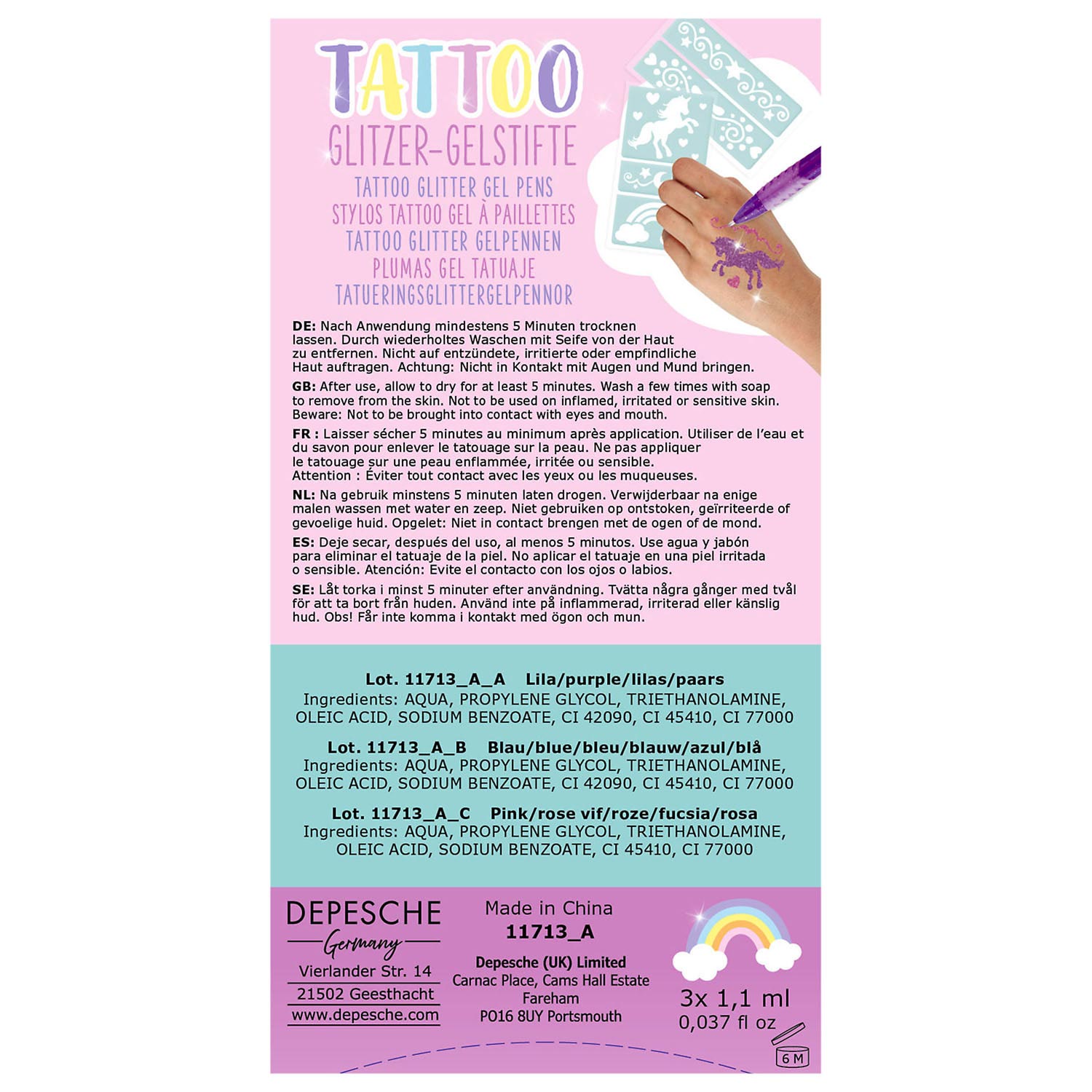 Stylos gel pailletés pour tatouage Ylvi & the Minimoomis