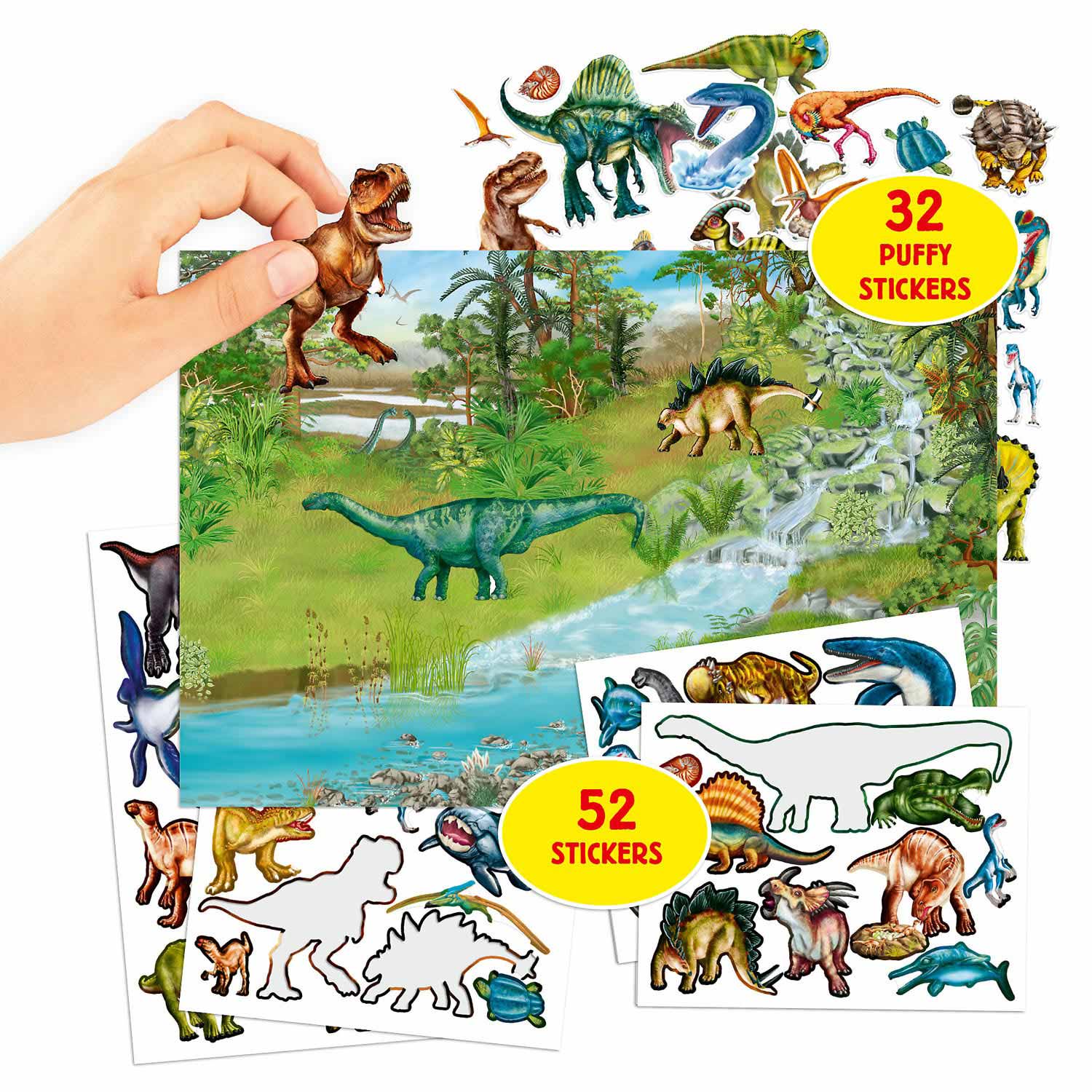 Dino World Stickerboek met Puffy Stickers