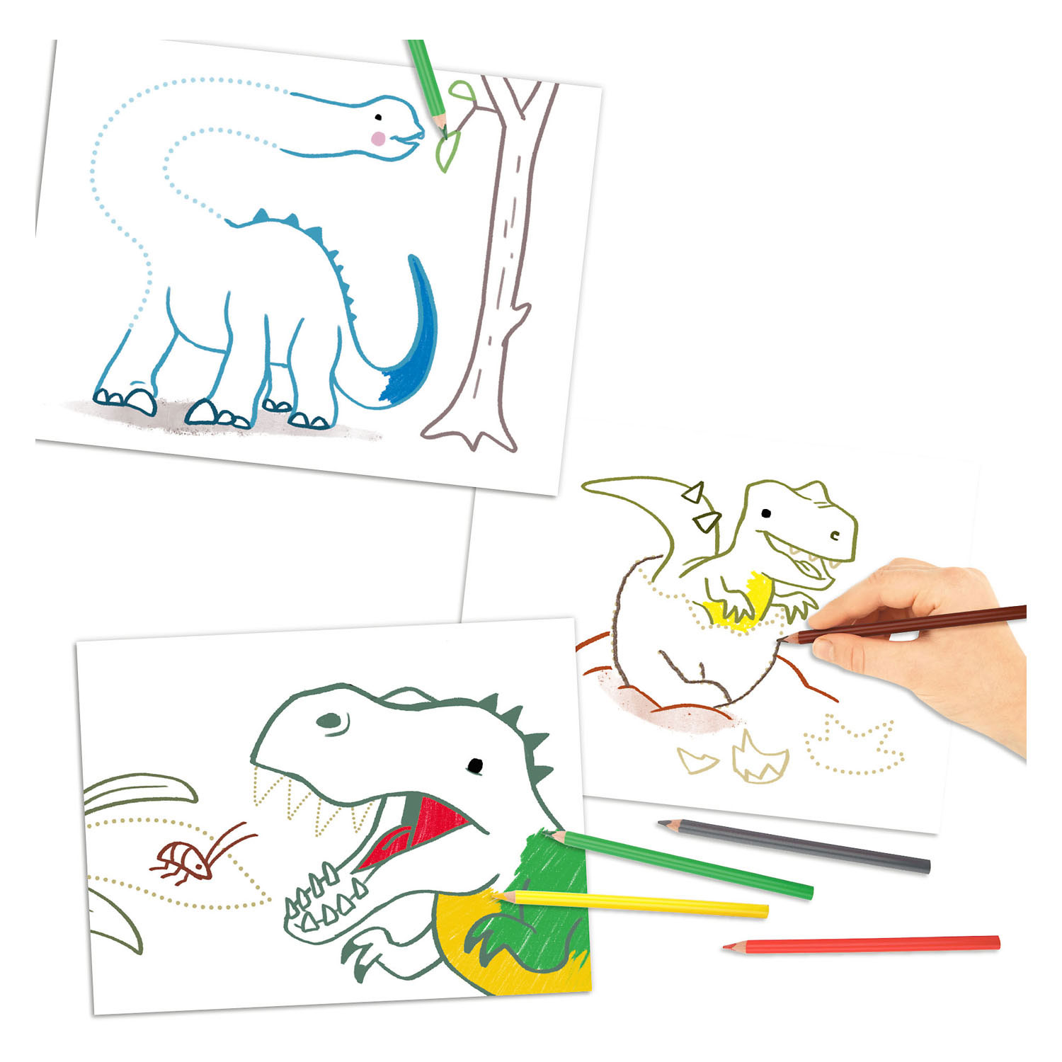 Dino World Stip naar Stip Kleurboek Mini Dino