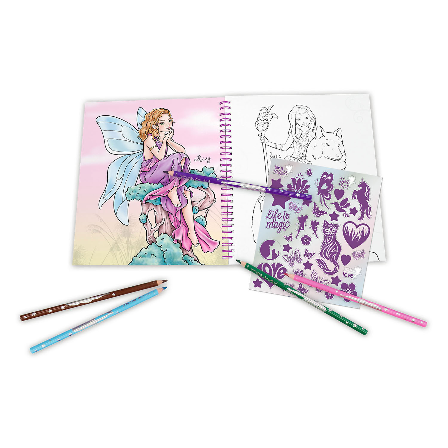 Livre de coloriage TOPModel avec paillettes, amour féerique