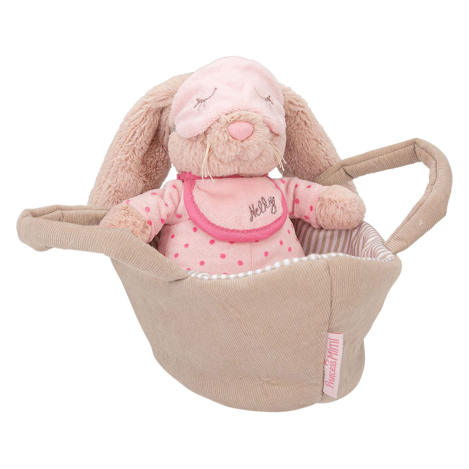 Princesse Mimi Lapin en peluche Nelly dans son panier