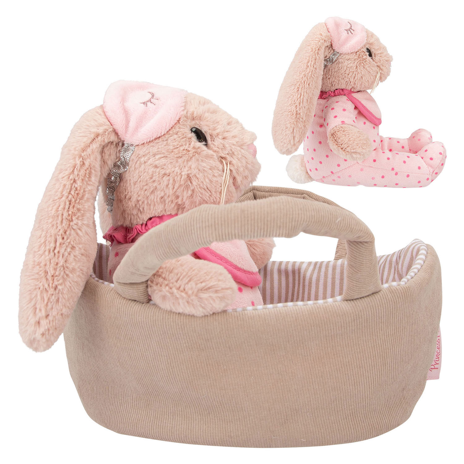 Princesse Mimi Lapin en peluche Nelly dans son panier