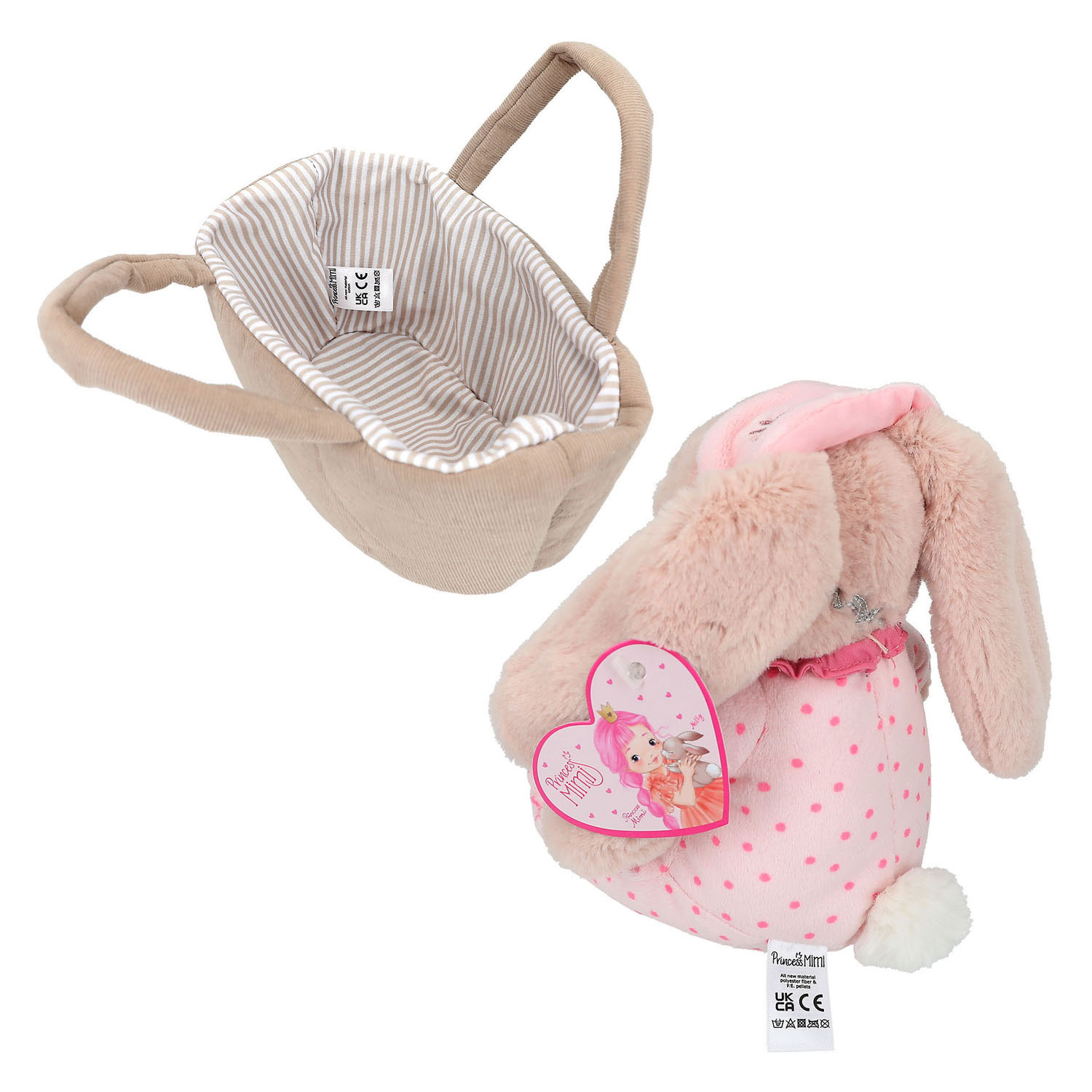 Princesse Mimi Lapin en peluche Nelly dans son panier