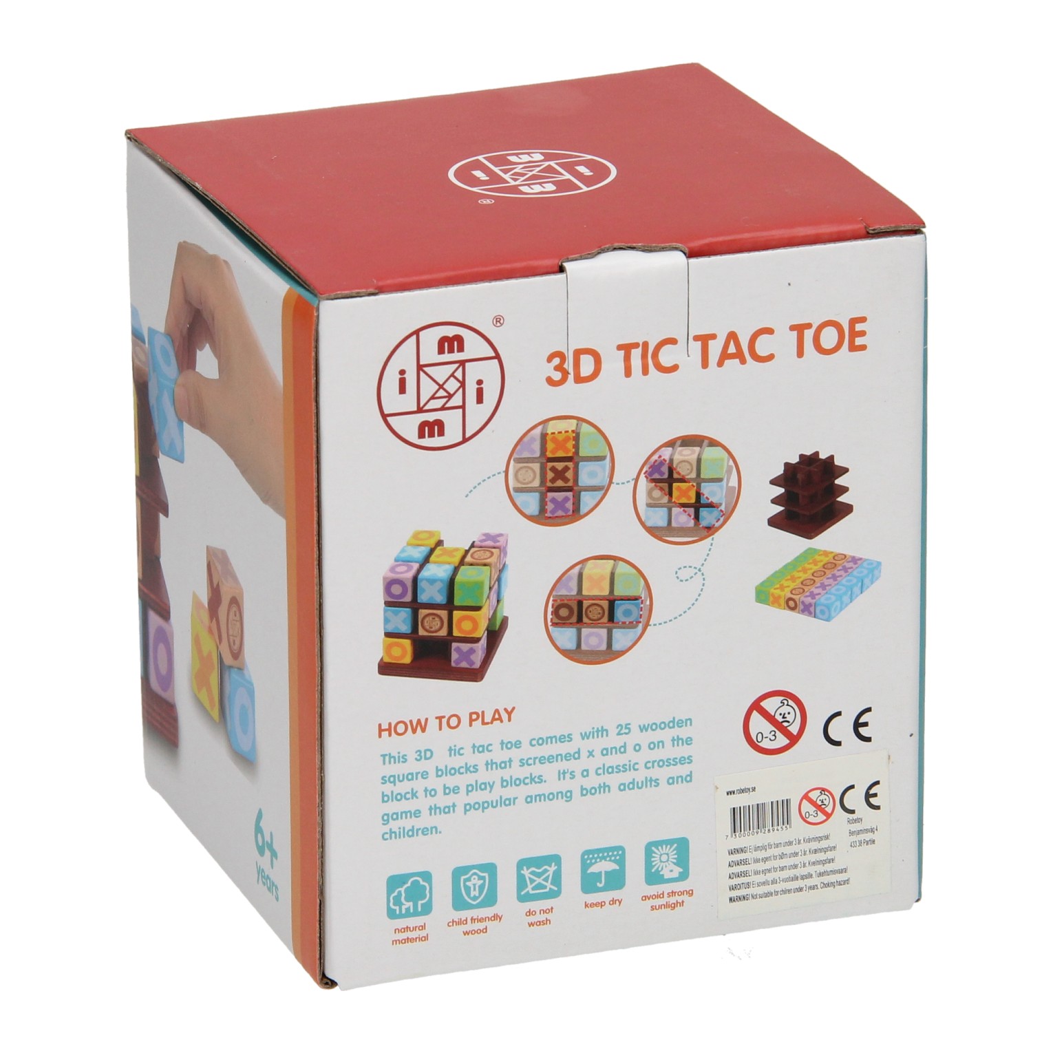 Jeu de Tic Tac Toe 3D en bois, 26 pièces.