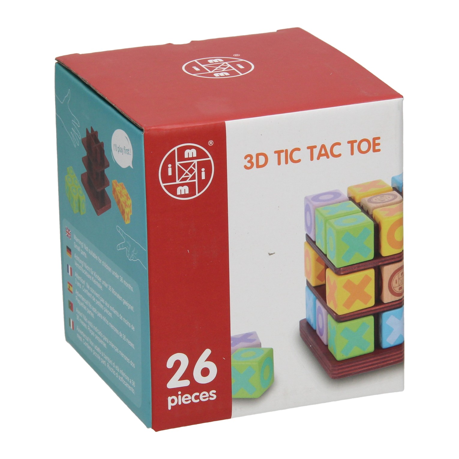Houten 3D Tic Tac Toe Spel, 26dlg.