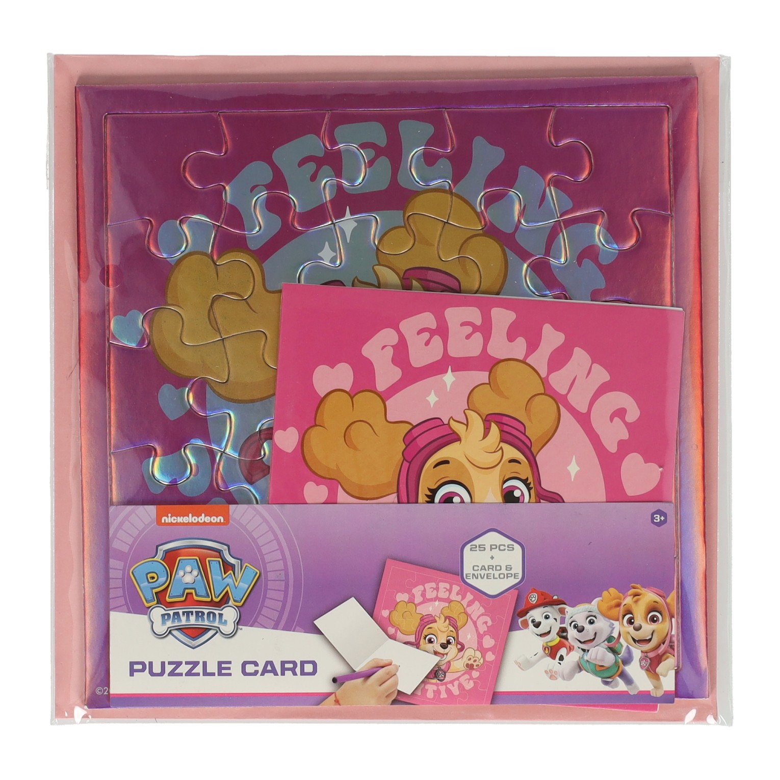 Legpuzzel Kaart PAW Patrol Roze Kaart en Envelop