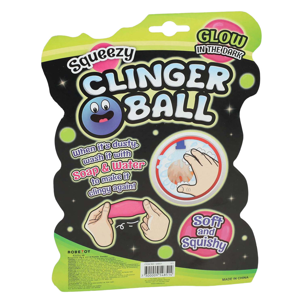 Squeeze Bal Sticky Wall Glow in the Dark, 6st