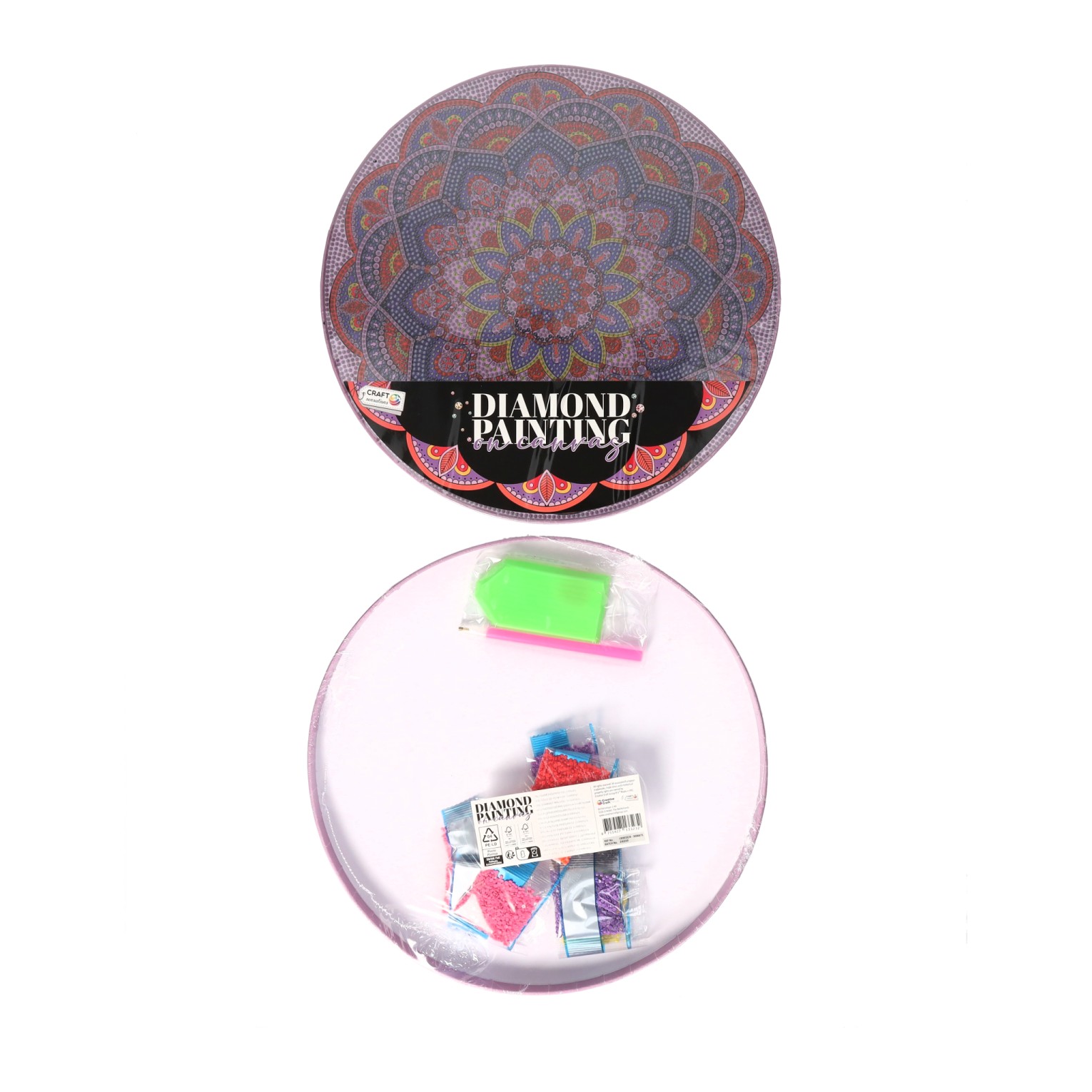 Diamond Painting Rond 30x30cm, set van 8 canvassen