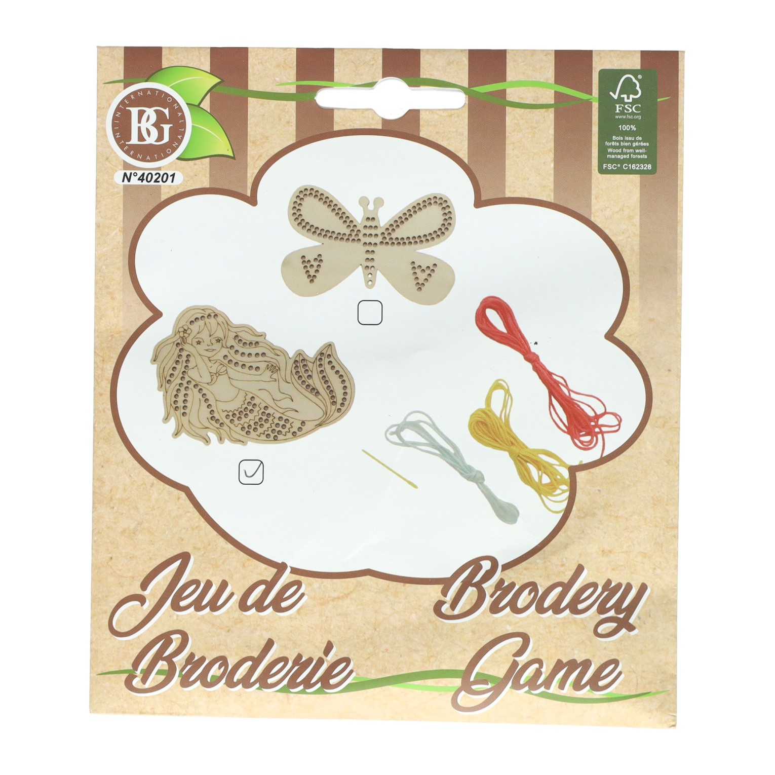 Borduursetje Hout - incl. 3 Kleuren Garen en Naald