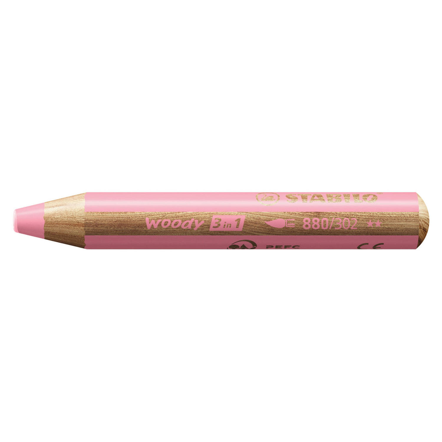 STABILO woody 3 en 1 - Crayon de couleur multi-talents - Rose pastel