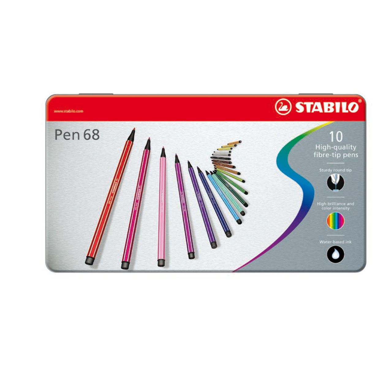 STABILO Pen 68 in Metalen Doos, 10kl.