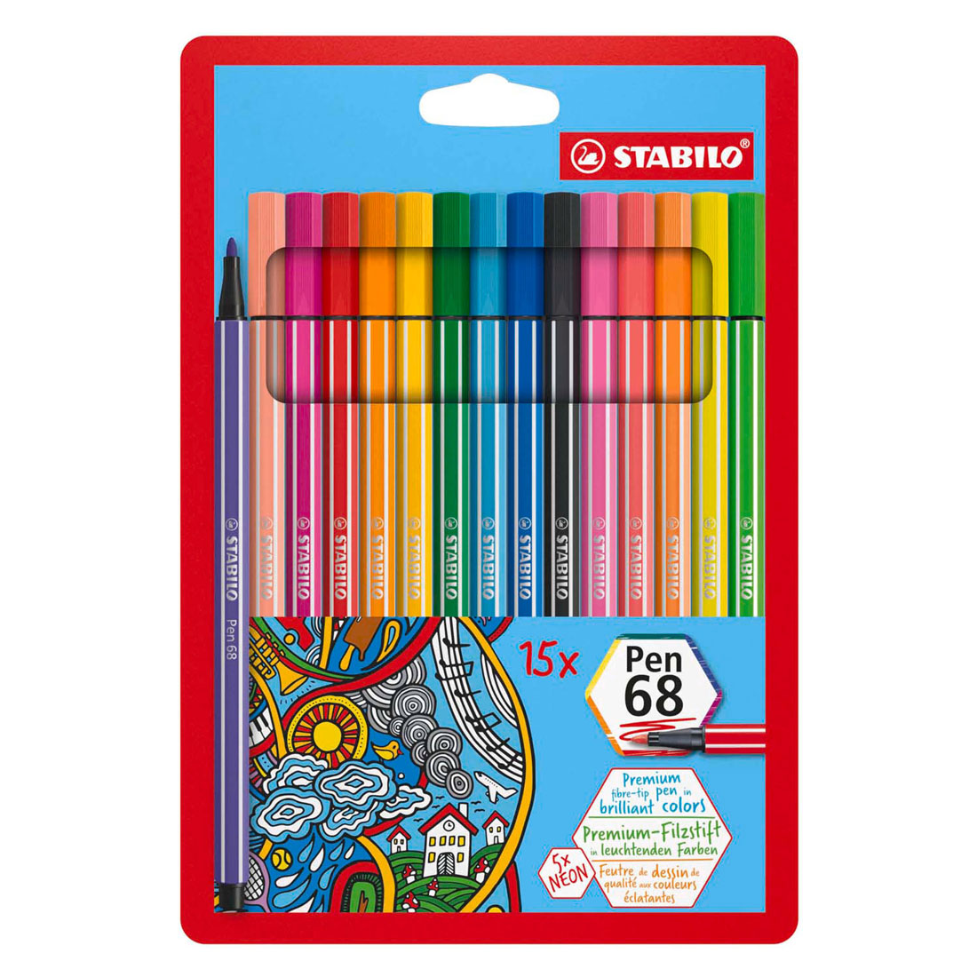 STABILO Pen 68 - Viltstift - Set Met 15 Stuks