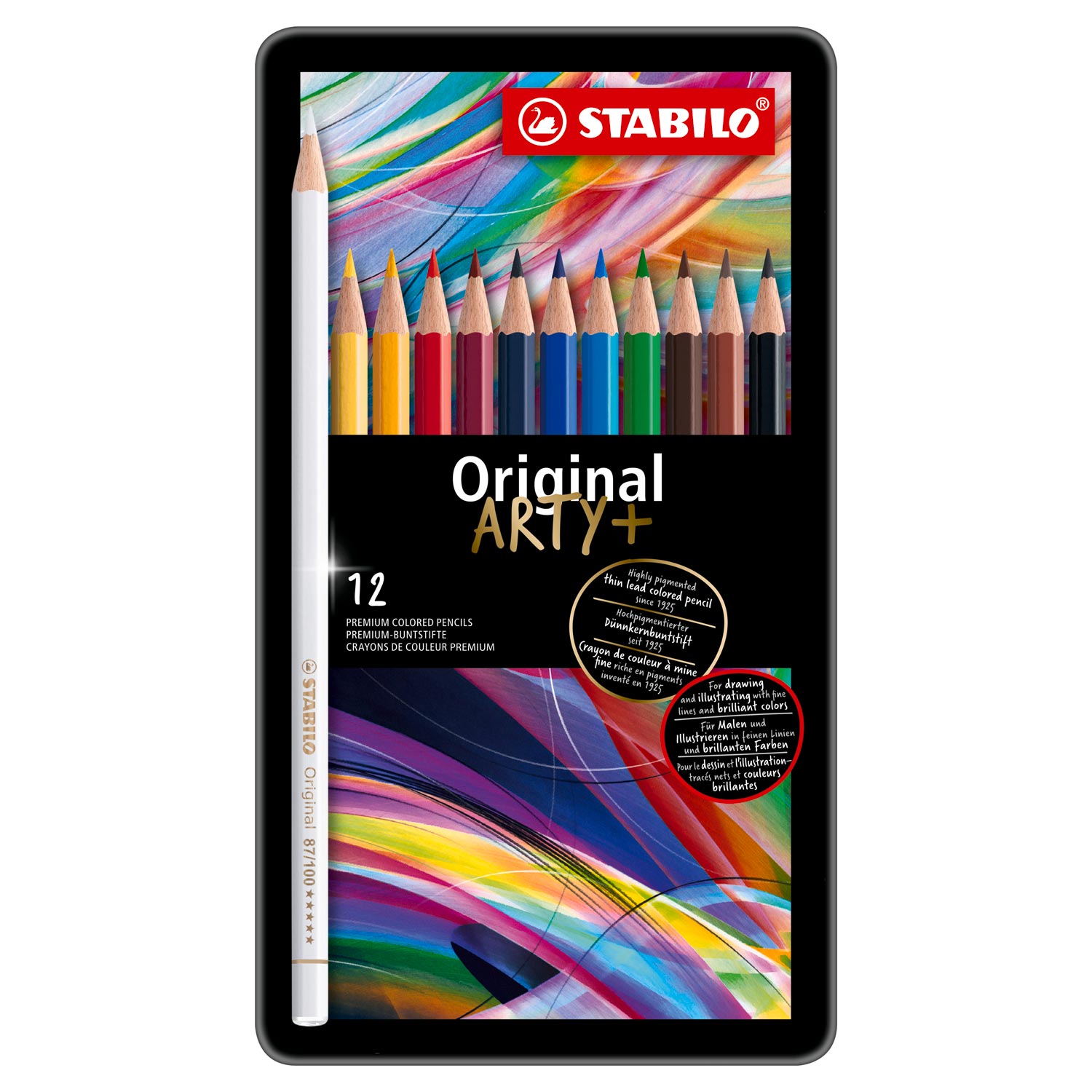 STABILO Original - Crayon de Couleur à Noyau Fin - Set Métal 12 Pcs.