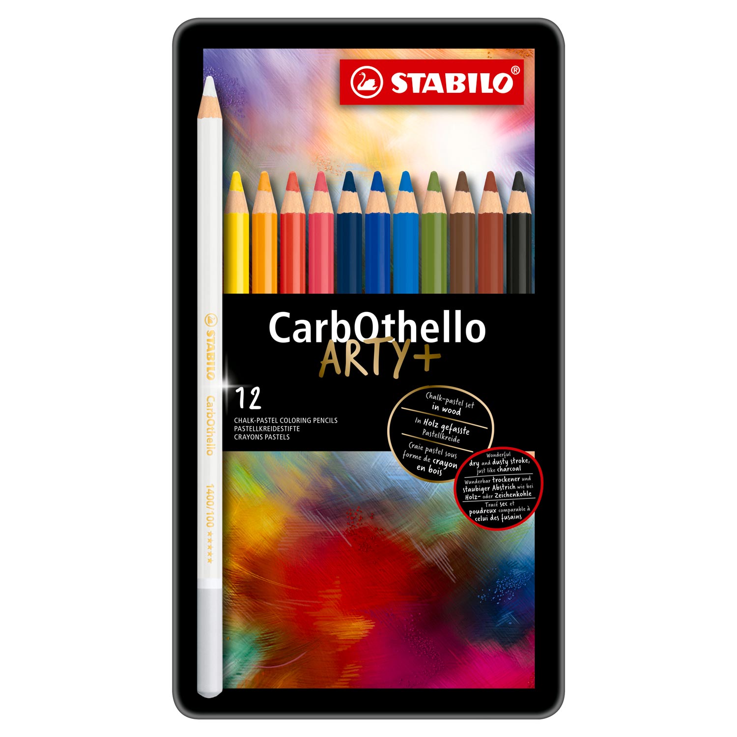 STABILO CarbOthello - Crayons de Couleur Pastel Citron Vert - Set Métal 12 Pcs.