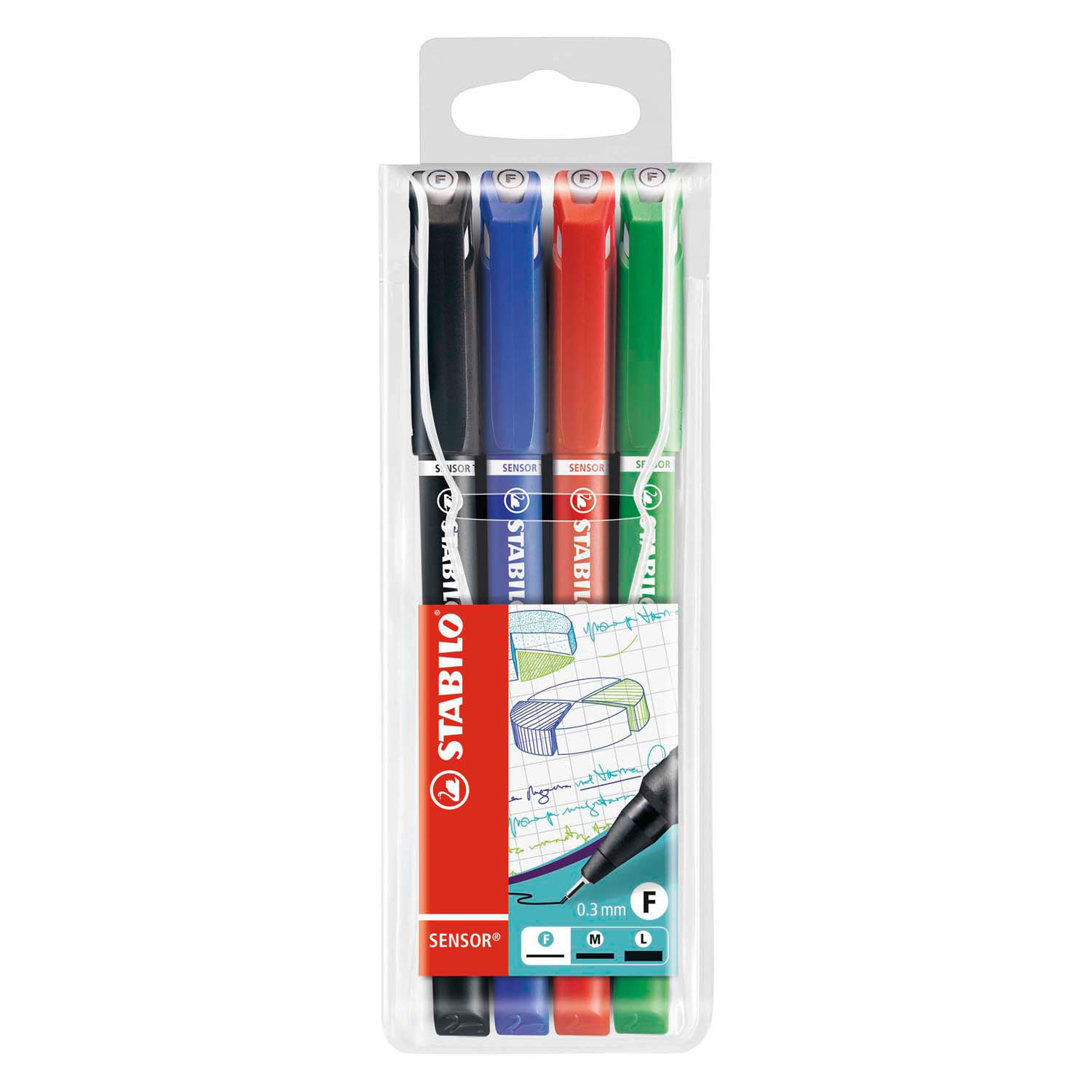 STABILO SENSOR - Fineliner 0,3 mm - Set de 4 pièces