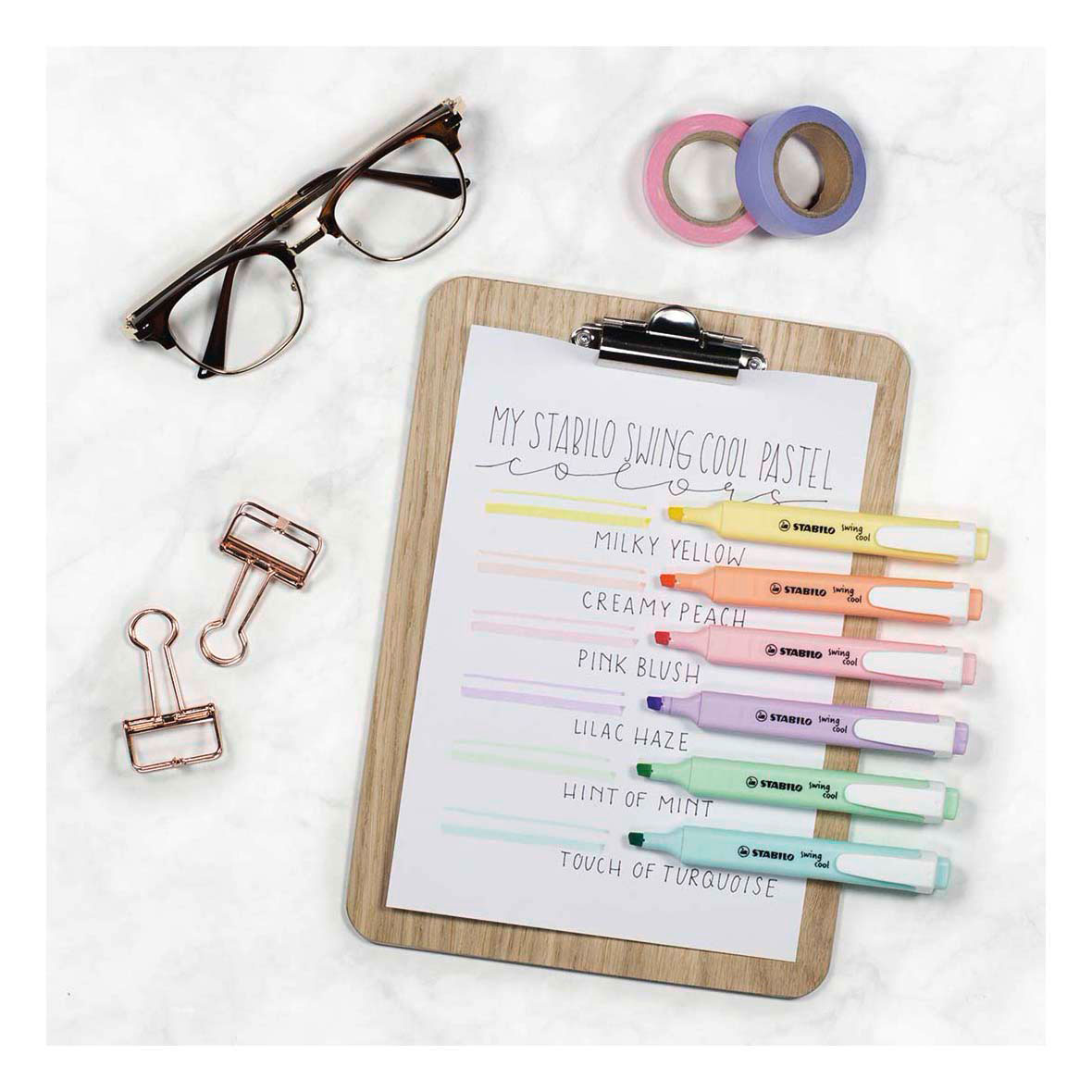 STABILO swing cool Pastel - Markeerstift - Set Met 6 Stuks