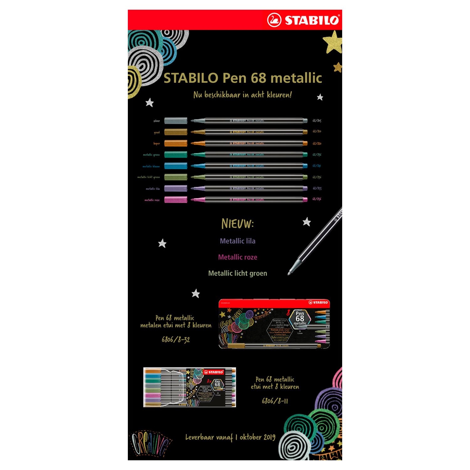 STABILO Pen 68 Metallic -  Viltstift - Set Met 8 Stuks