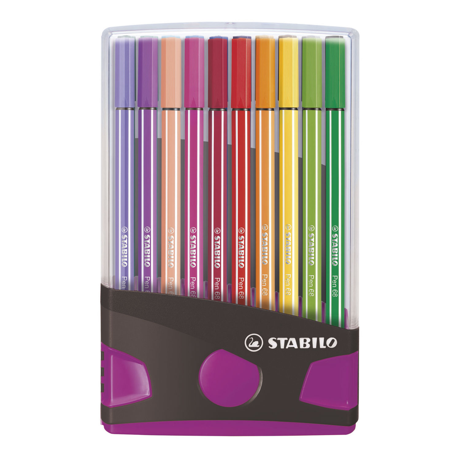 STABILO Pen 68 - Feutre - ColorParade - Lot de 20 Pièces - Anthracite/Rose