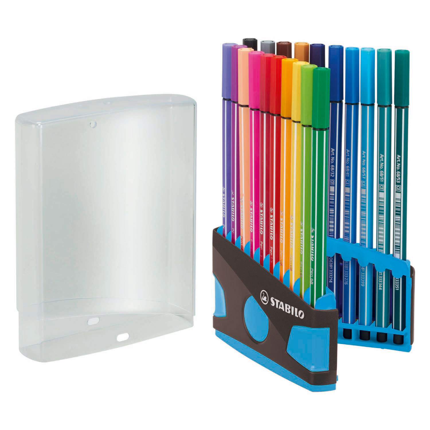 STABILO Pen 68 - Feutre - ColorParade - Lot de 20 Pièces - Anthracite/Bleu Clair